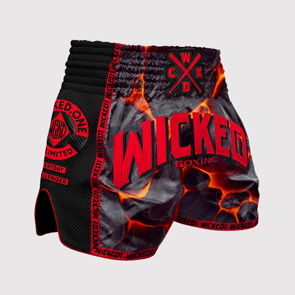 Wicked One Muay Thai Shorts Magma, Schwarz-Rot 5