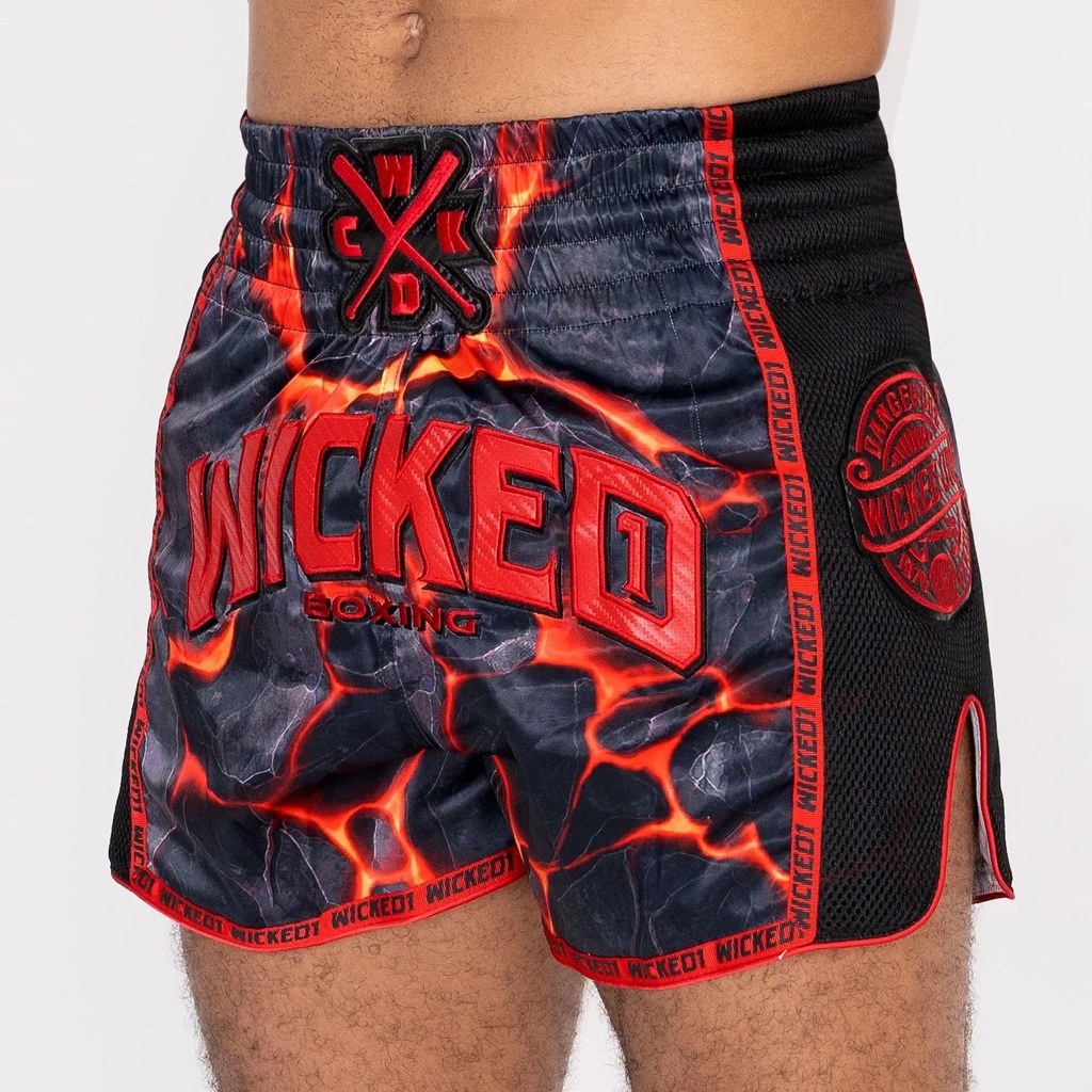 Wicked One Muay Thai Shorts Magma, Schwarz-Rot 6