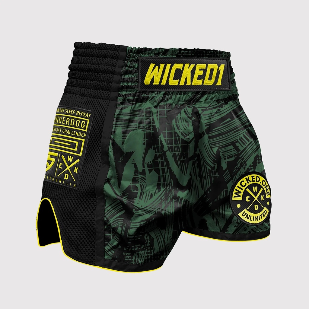 Wicked One Muay Thai Shorts Havoc, Schwarz-Khaki 4