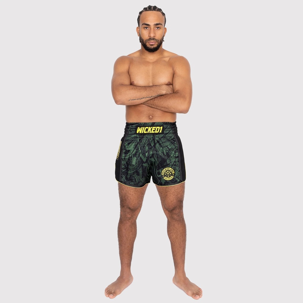 Wicked One Muay Thai Shorts Havoc, Schwarz-Khaki 5