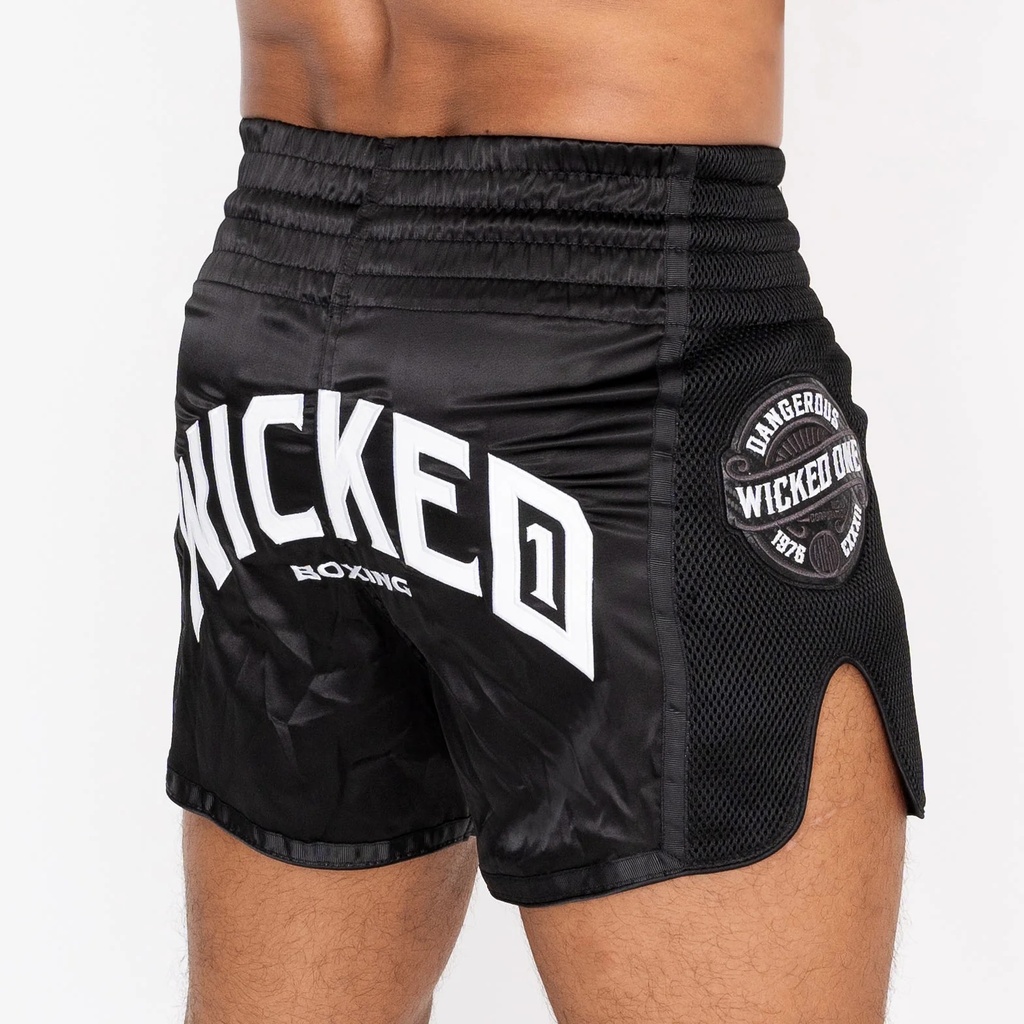 Wicked One Muay Thai Shorts Block, Schwarz 2