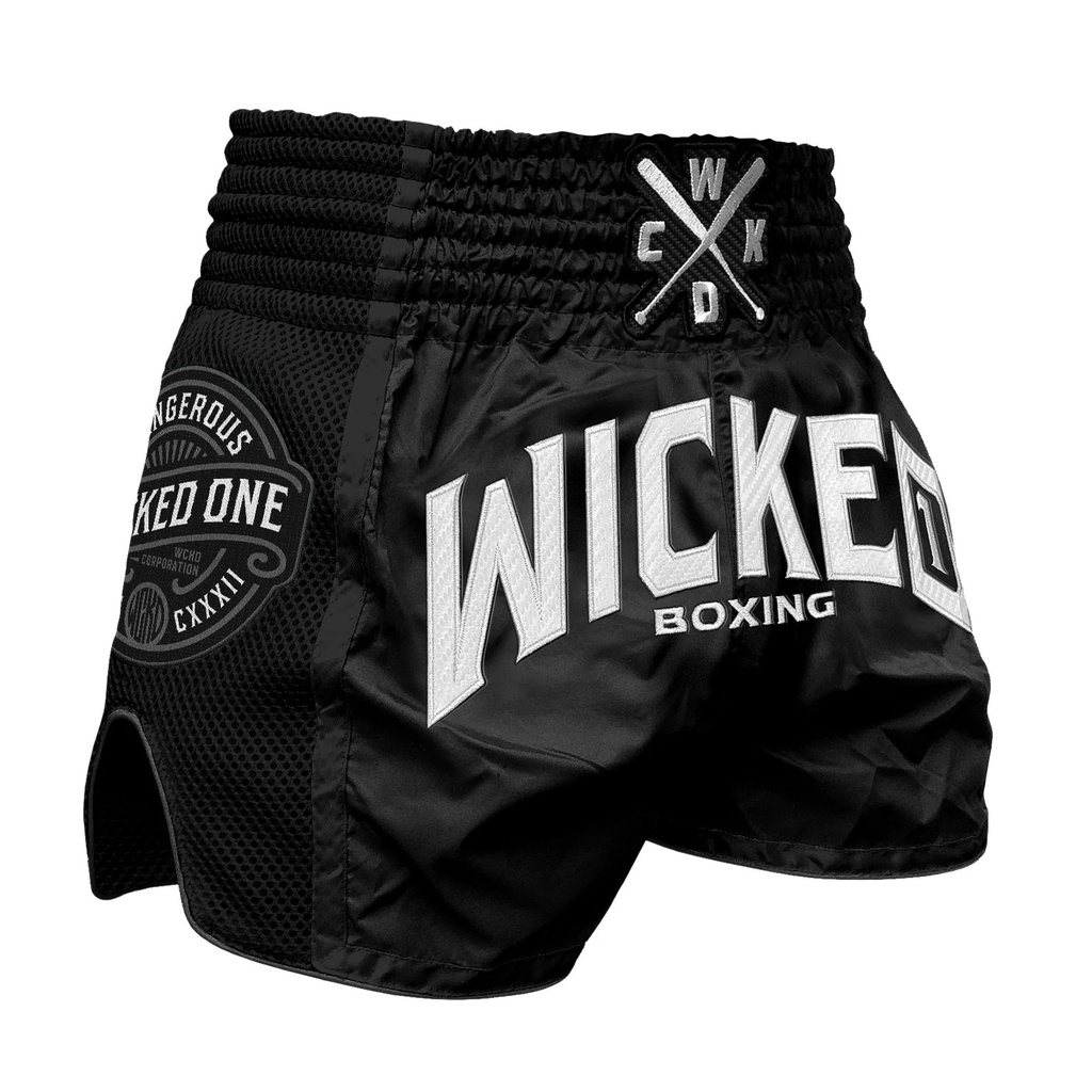 Wicked One Muay Thai Shorts Block, Schwarz 4