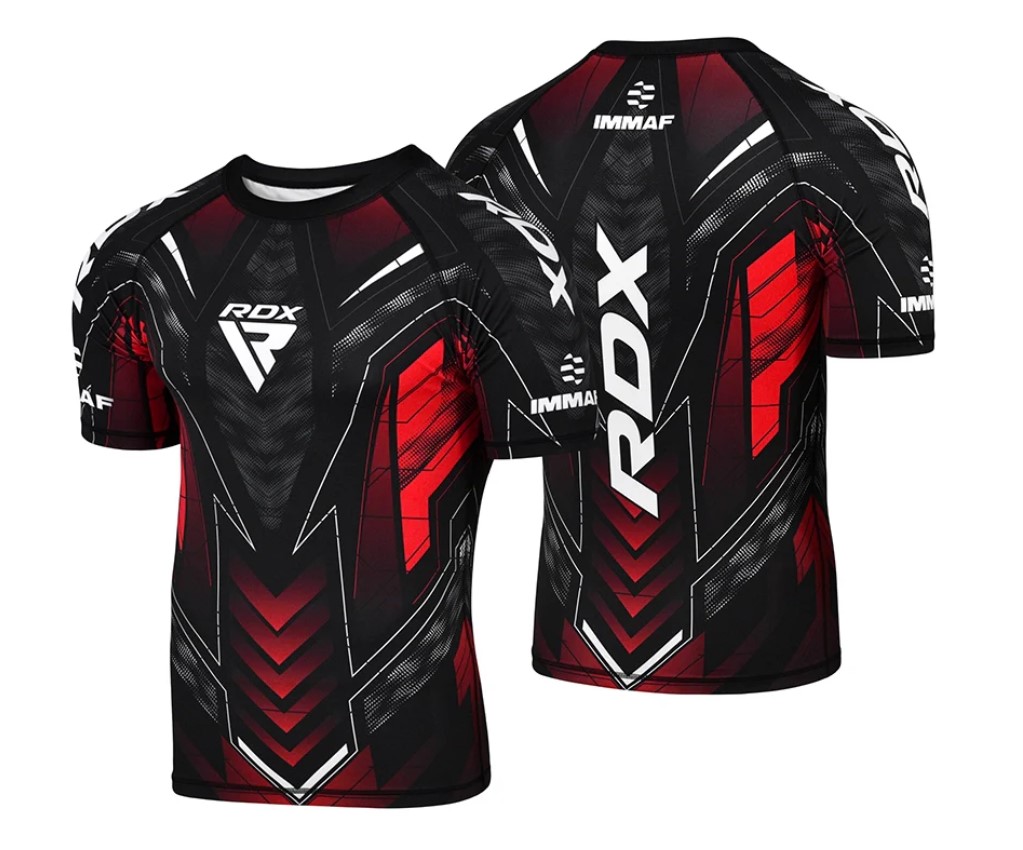 RDX Rash Guard IMMAF, Schwarz-Rot