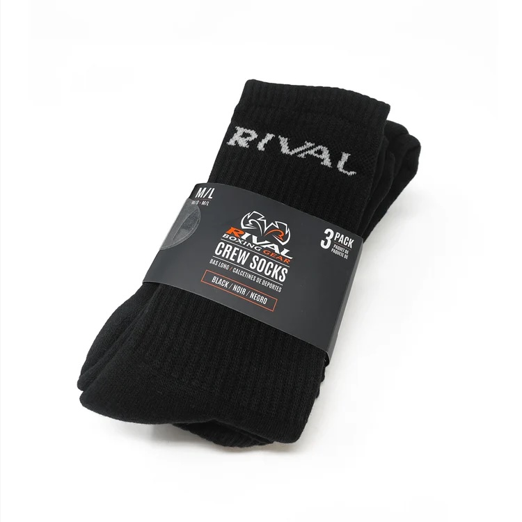 Rival Socken Crew 3-er Pack, Schwarz 3