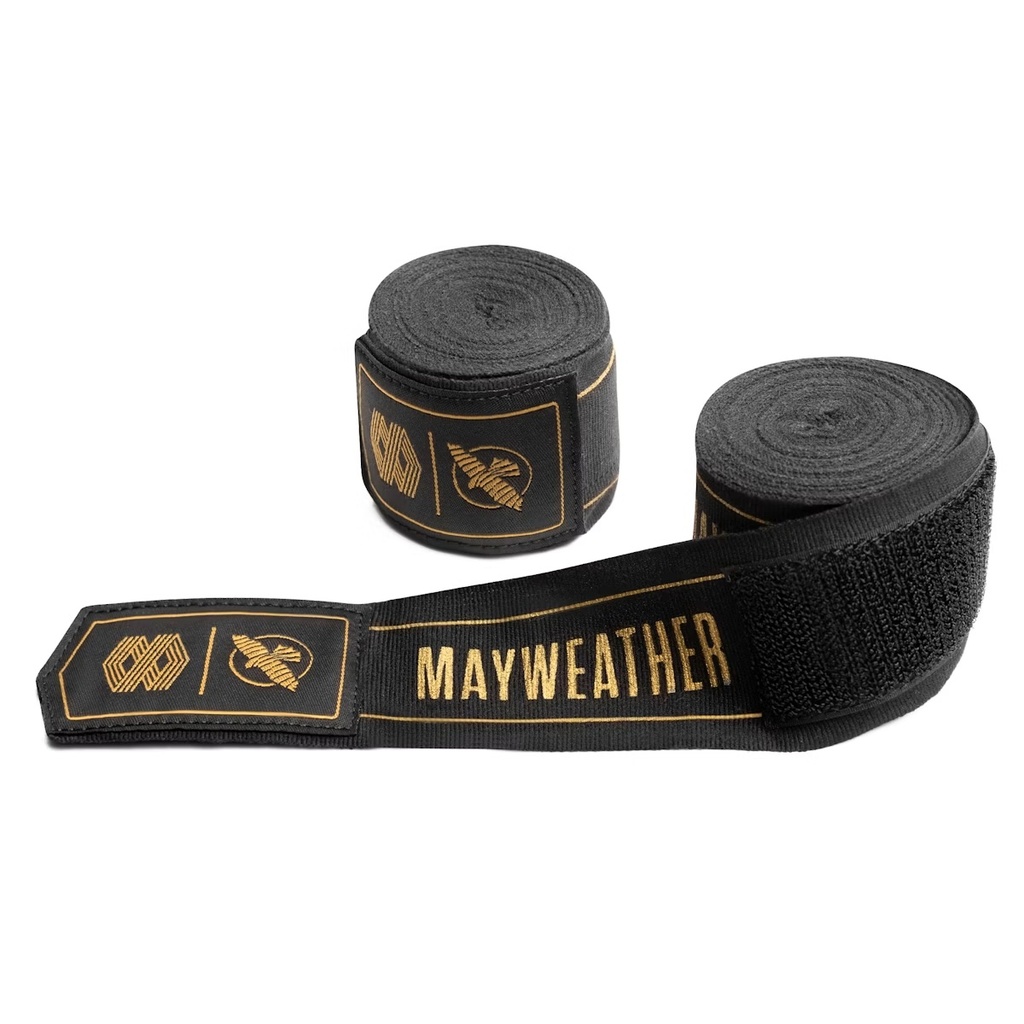 Hayabusa Boxbandagen Mayweather Stretch 4,5m Halbelastisch, Schwarz-Gold 3