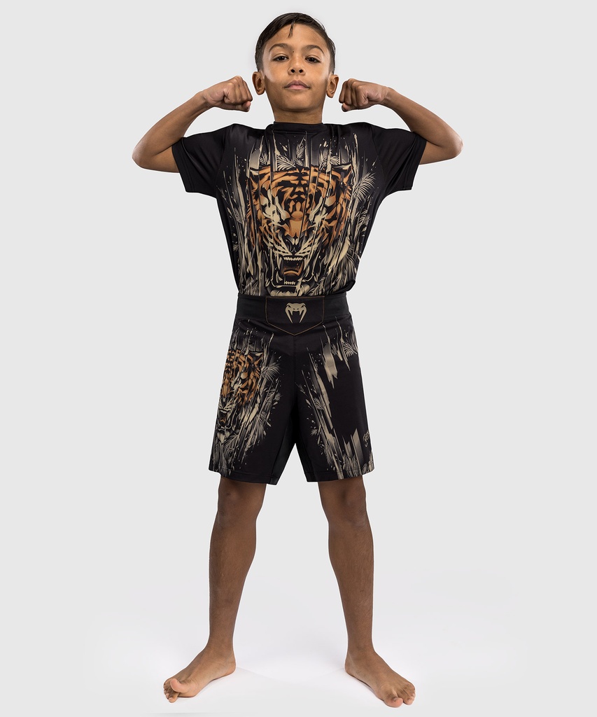 Venum Fight Shorts Tiger Kids, Schwarz-Orange