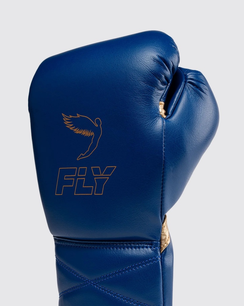 Fly Boxhandschuhe Superlace X mit Schnürung, Blau-Gold 4