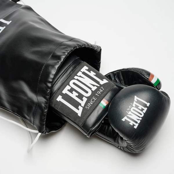 Leone Boxhandschuhe Shock Plus mit Schnürung, Schwarz