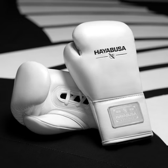 Hayabusa Boxhandschuhe Pro Fight Pferdehaar mit Schnürung, Weiß