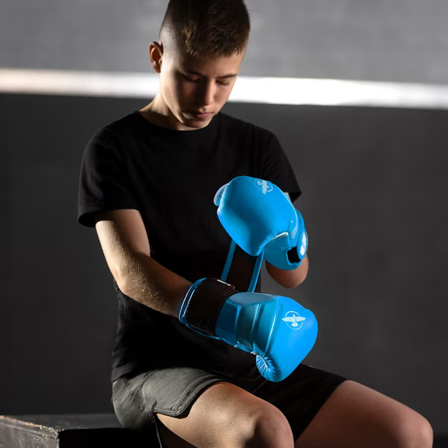 Hayabusa Boxhandschuhe T3 Kids, Neon Blau