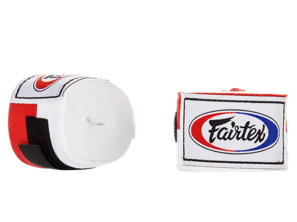 Fairtex Boxbandagen 4,5m Halbelastisch, Rot-Weiß