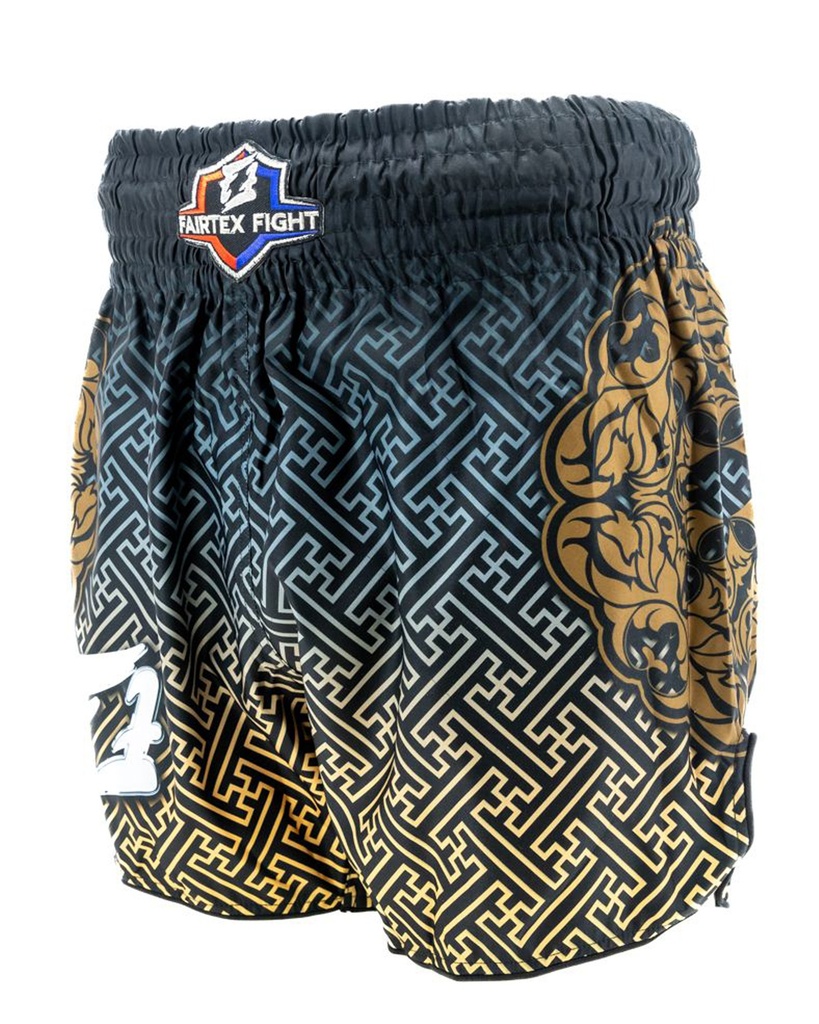 Fairtex Muay Thai Shorts Black-Gold, Schwarz-Gold
