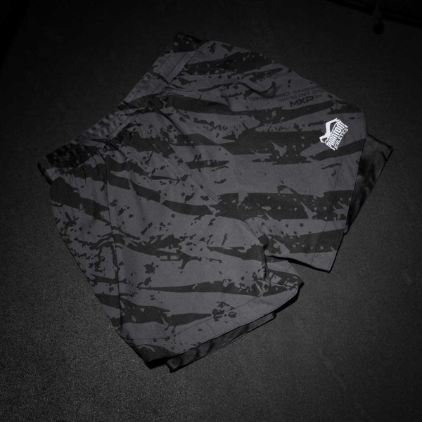 Phantom Fight Shorts Fusion 2in1 Camo Tiger, Schwarz-Grau