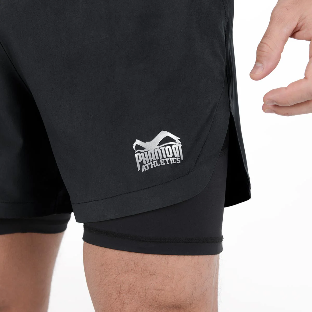 Phantom Fight Shorts Laser-X 2in1, Schwarz