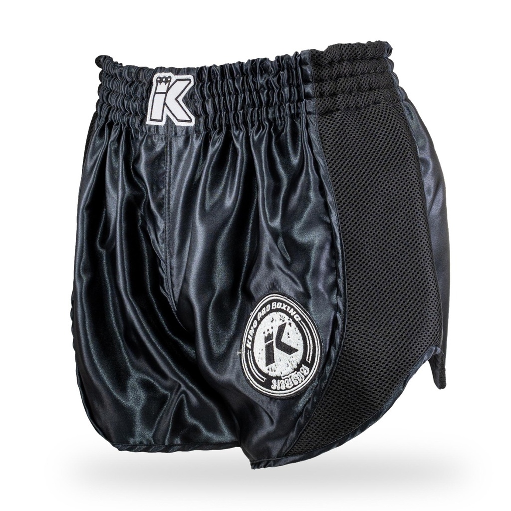 King Pro Boxing Muay Thai Shorts Retro Mesh 1, Schwarz