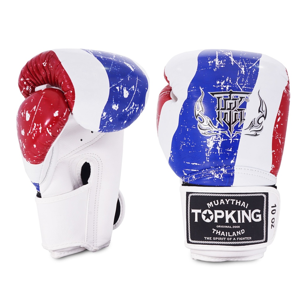Top King Boxhandschuhe Thai Flag, Weiß