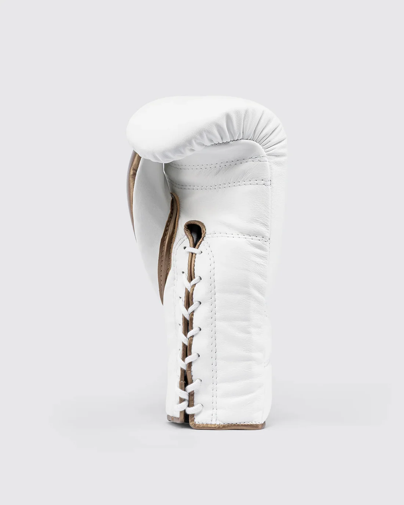 Fly Boxhandschuhe Superlace 2 mit Schnürung, Weiß-Gold