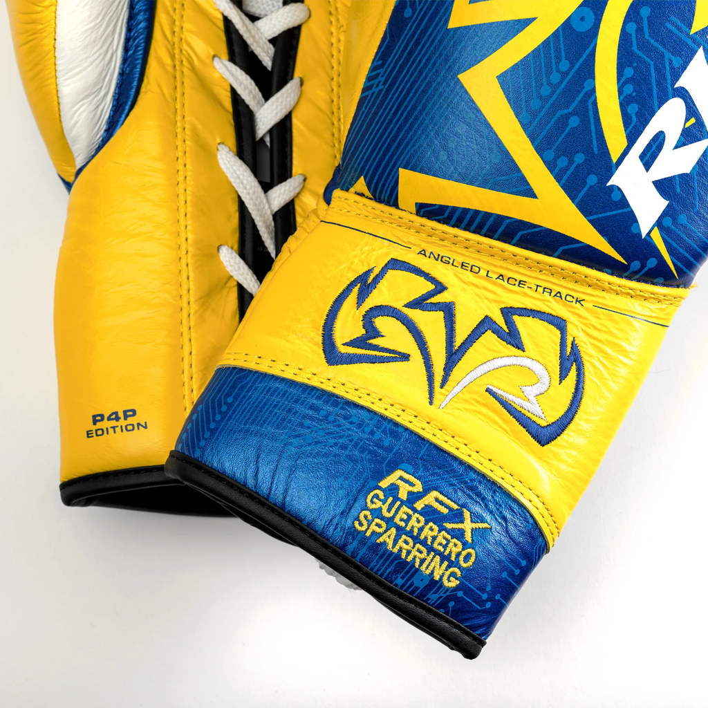 Rival Boxhandschuhe RFX-Guerrero Sparring P4P Edition mit Schnürung, Blau-Gelb