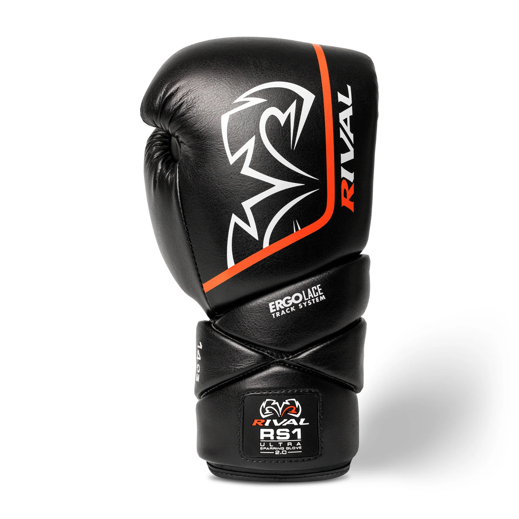 Rival Boxhandschuhe RS1 Ultra Sparring 2.0 mit Schnürung, Schwarz