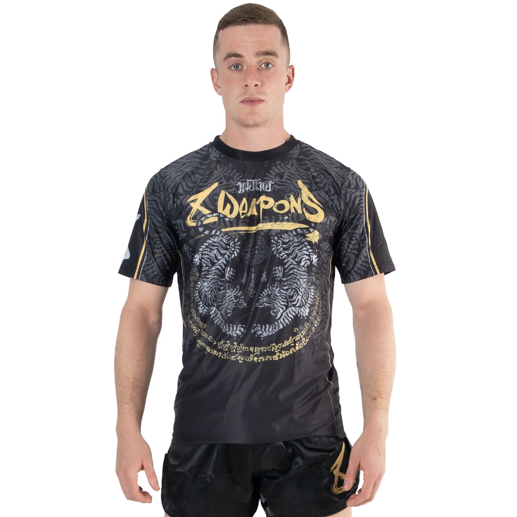8Weapons T-Shirt Sak Yant Tigers, Schwarz-Gelb