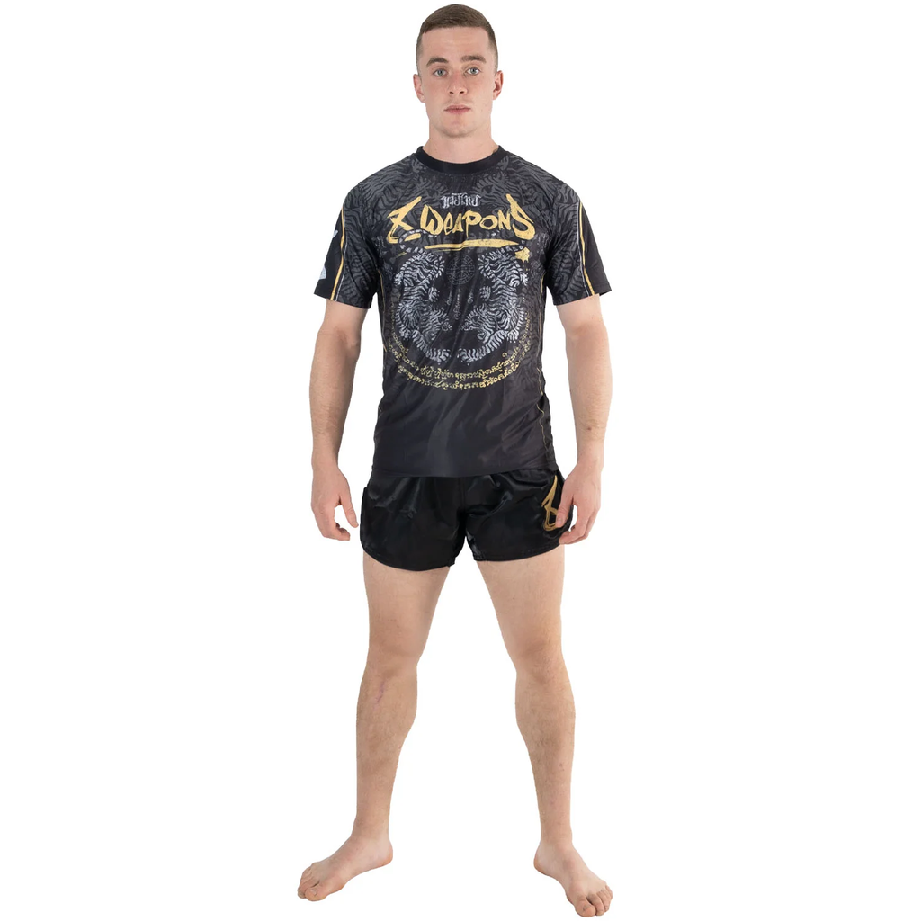 8Weapons T-Shirt Sak Yant Tigers, Schwarz-Gelb