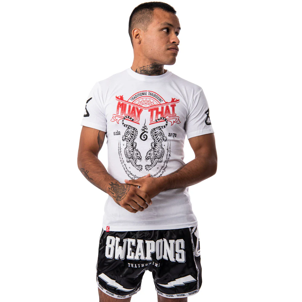 8Weapons T-Shirt Sak Yant Tigers, Weiß