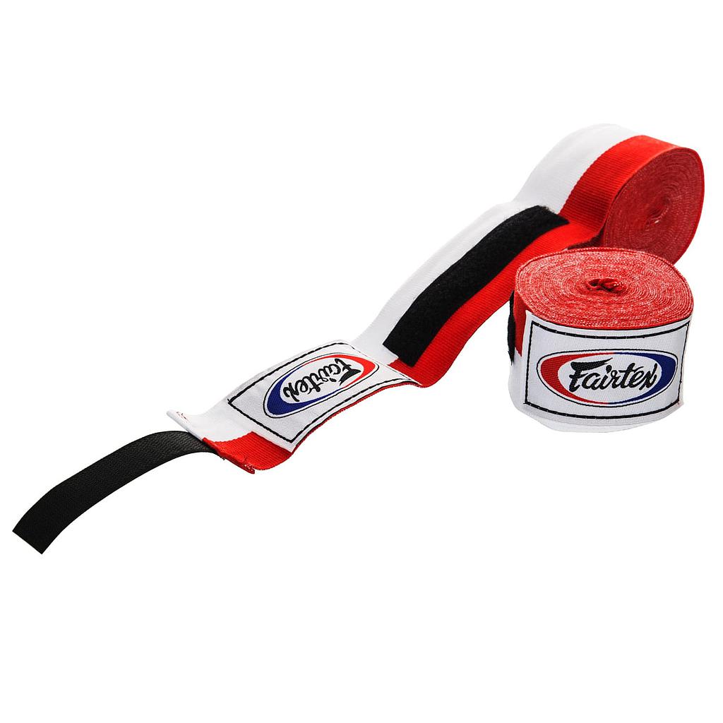 Fairtex Hand Wraps 4.5m Semi-Elastic, Red-White