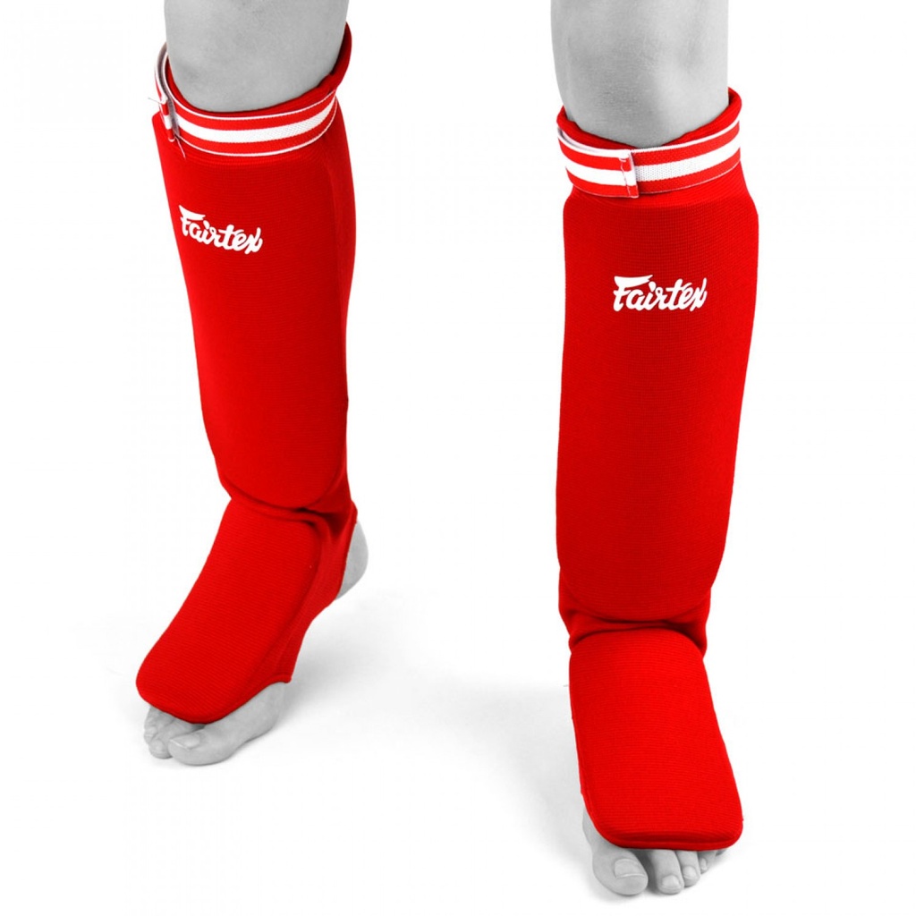 Fairtex Shin Guards Elastic SPE1, Red