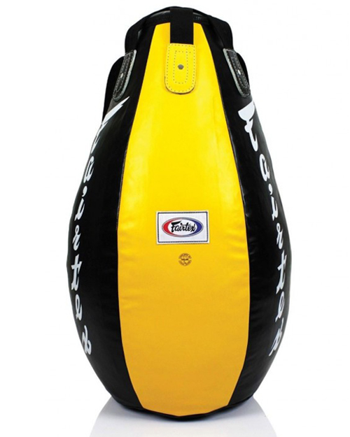 Fairtex Heavy Bag Teardrop HB15 93x38cm 40kg, Black-Yellow