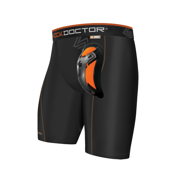 Shock Doctor Tiefschutz in Compression Shorts mit Ultra Carbon Flex Cup, Schwarz