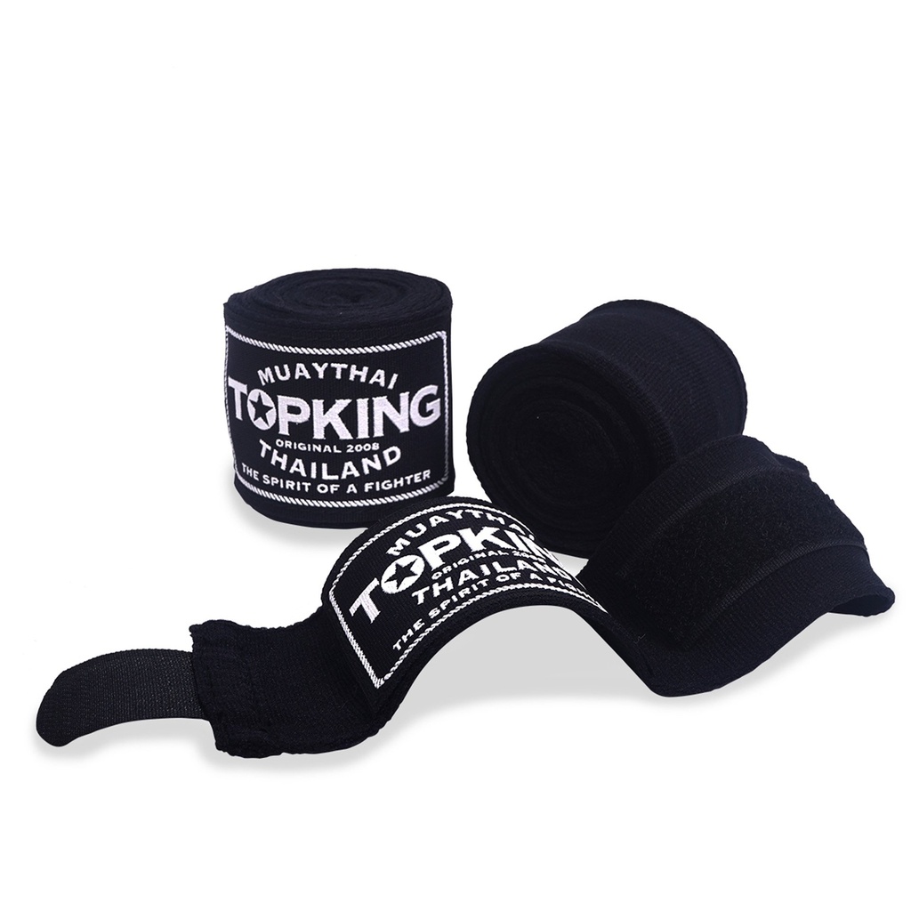 Top King Hand Wraps 4.5m Semi-Elastic, Black