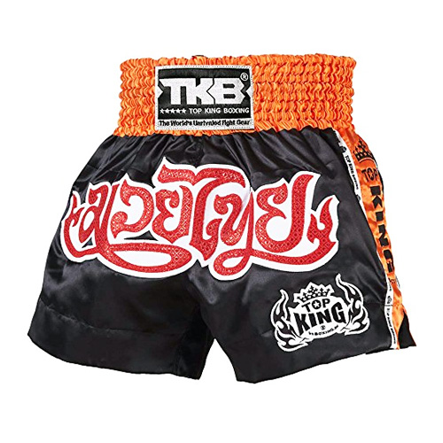 Top King Muay Thai Shorts TKTBS-044, Schwarz-Orange