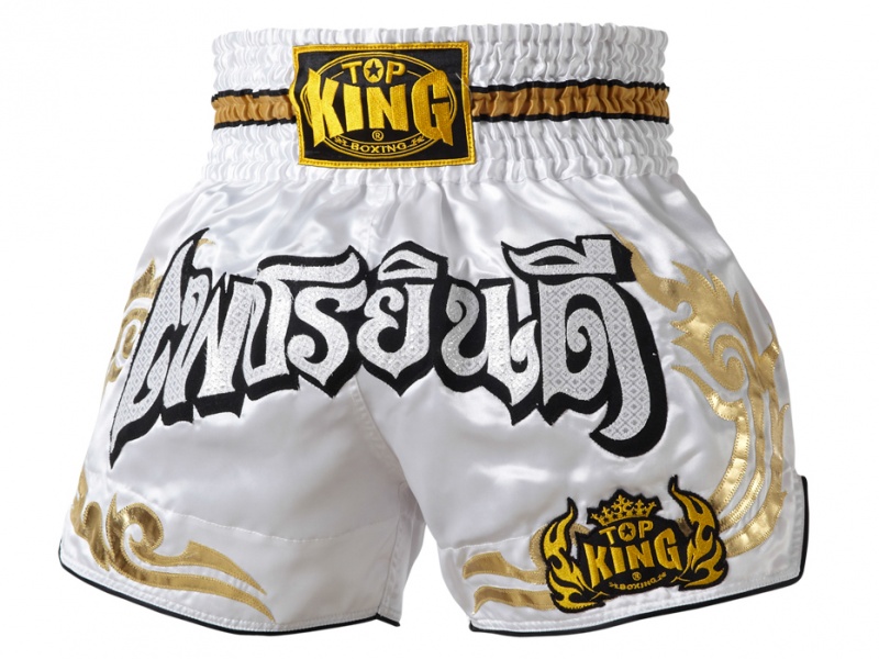 Top King Muay Thai Shorts TKTBS-051, Weiß