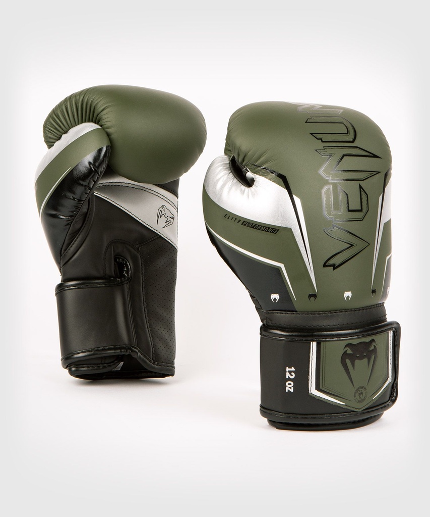 Venum Boxhandschuhe Elite Evo, Khaki-Silber