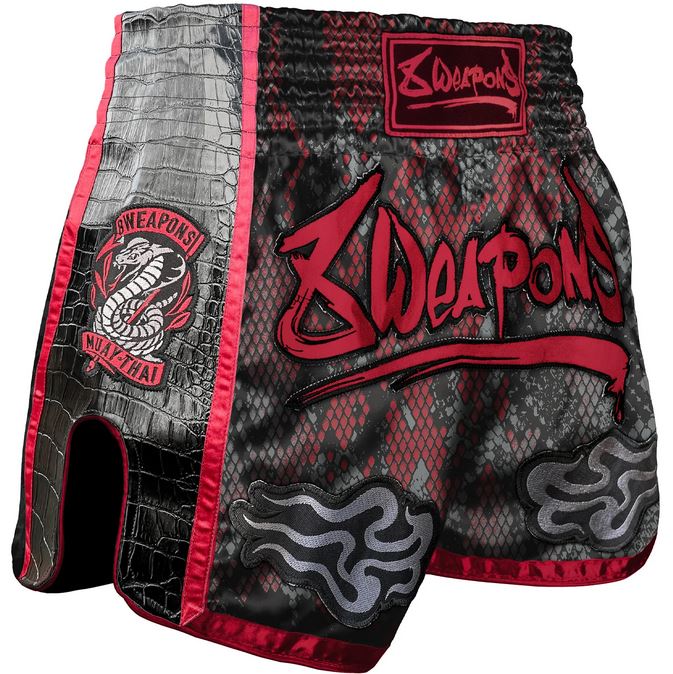 8Weapons Muay Thai Shorts Snake, Schwarz-Rot