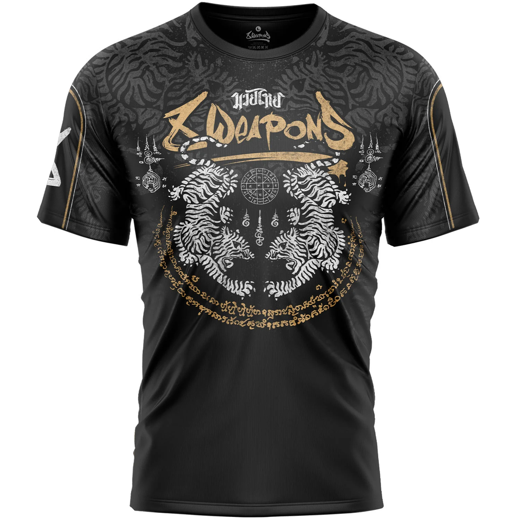 8Weapons T-Shirt Sak Yant Tigers, Schwarz-Gelb