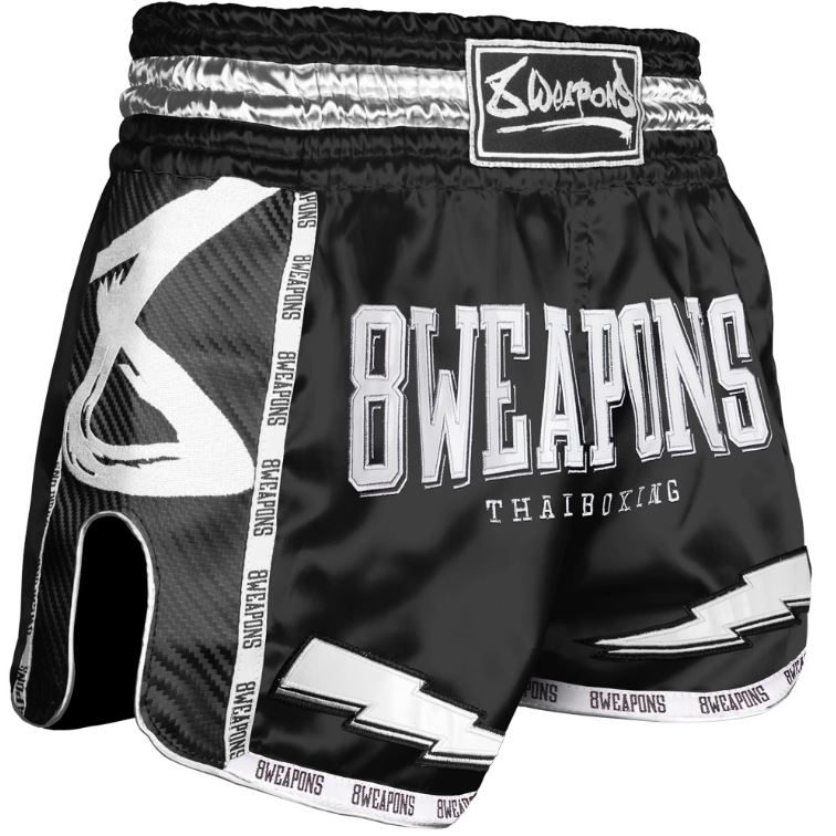 8Weapons Muay Thai Shorts Carbon Black Night 2.0, Schwarz