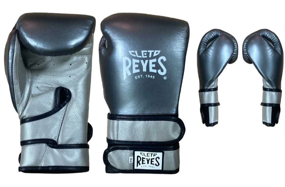 Cleto Reyes Boxing Gloves Hero Double Strap, Metallic Blue