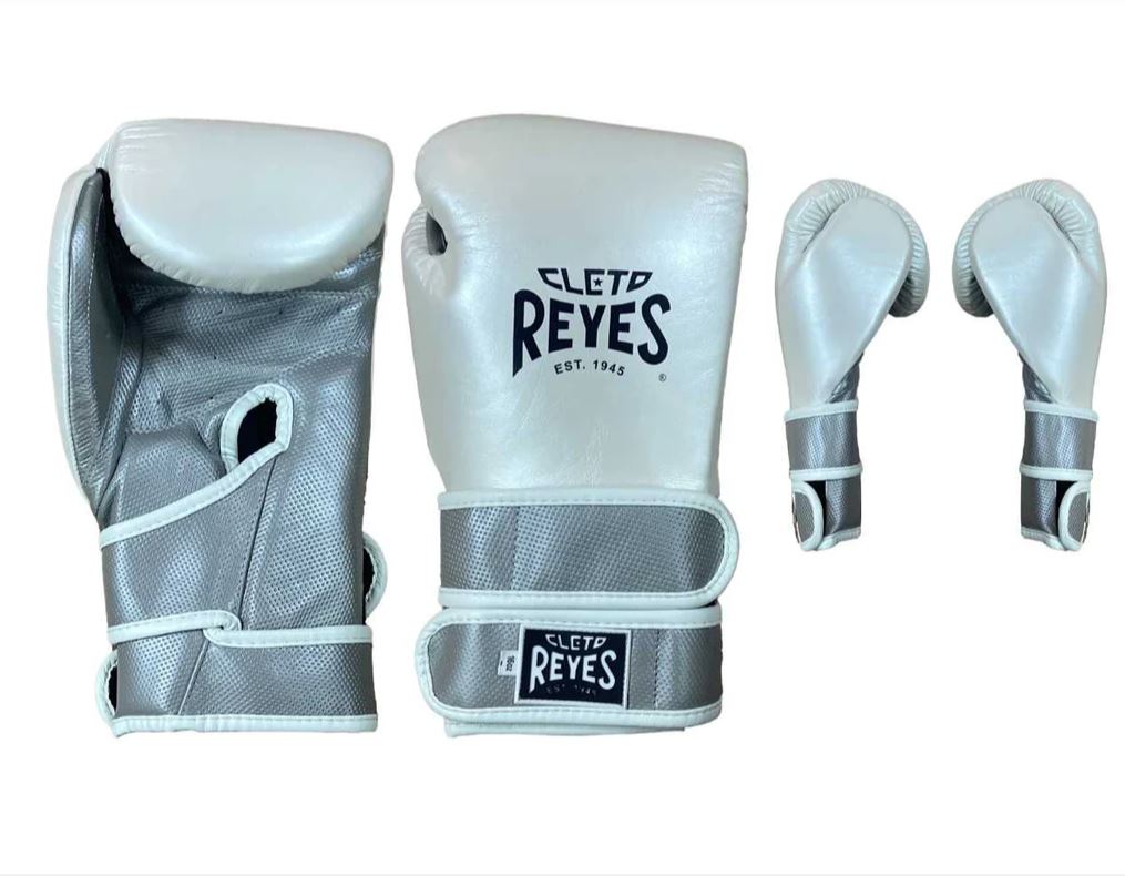 Cleto Reyes Boxhandschuhe Hero 500 Double Strap, Weiß-Silber