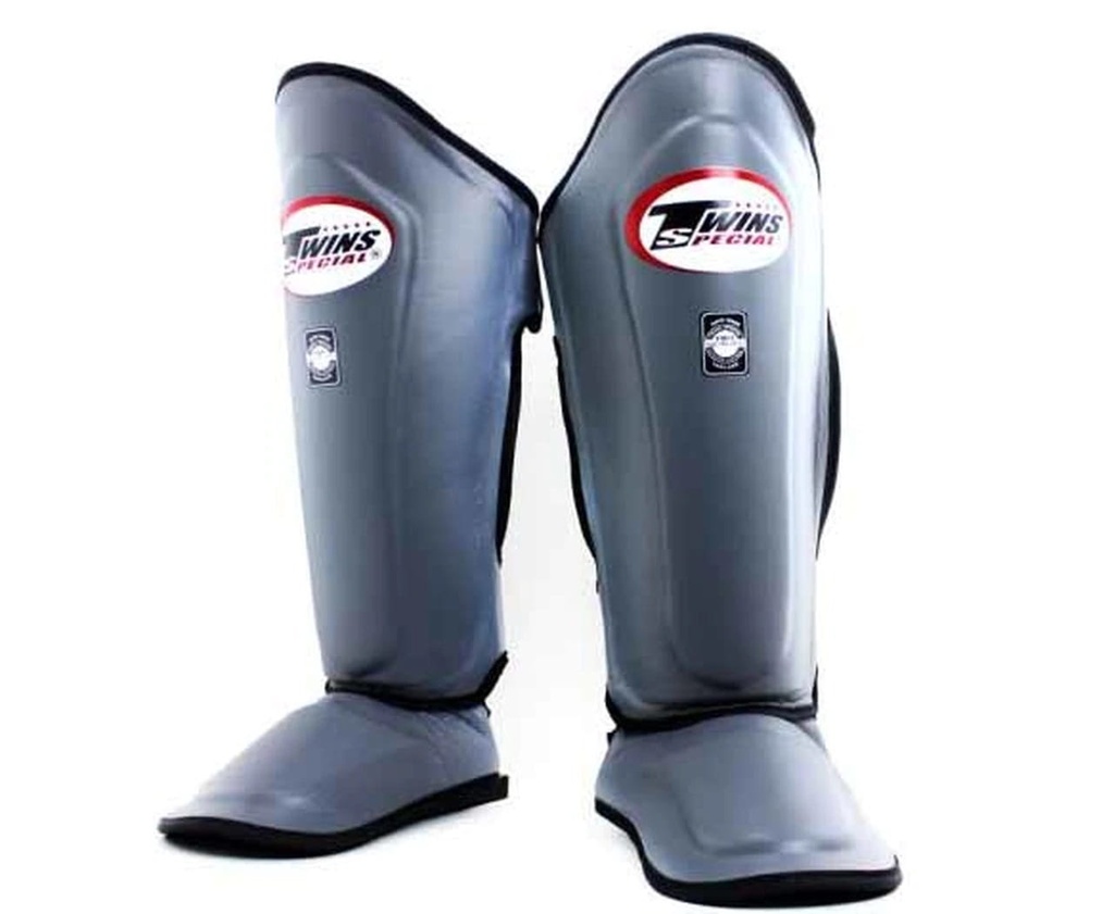 Twins Shin Guards SGL10, Leather, Silver