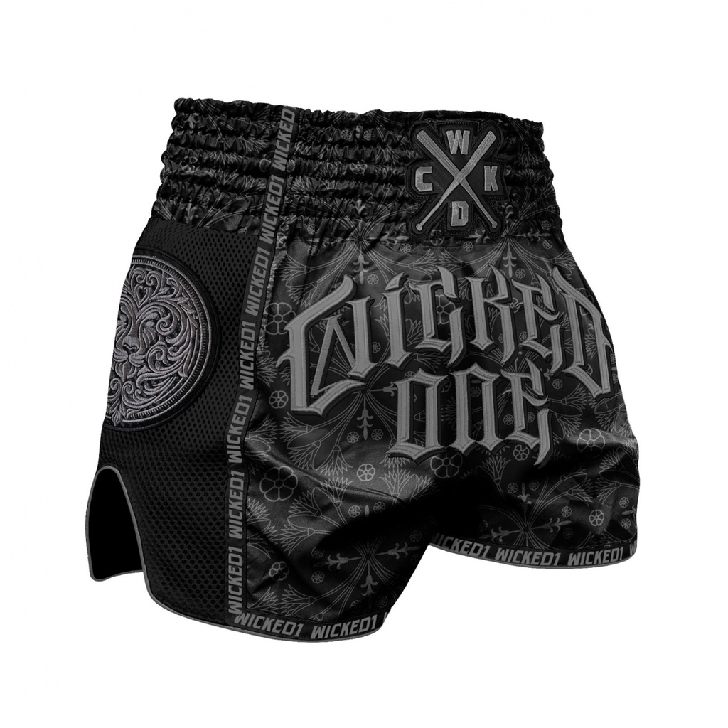 Wicked One Muay Thai Shorts Kingdom, Schwarz