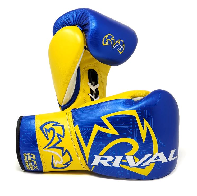 Rival Boxing Gloves RFX-Guerrero Sparring P4P Edition Laces, Blue-Yellow