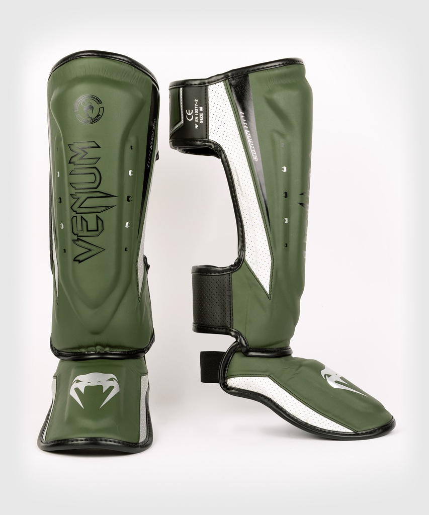 Venum Shin Guards Elite Evo, Khaki-Silver