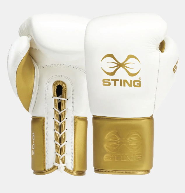 Sting Boxhandschuhe Pro Fight Evolution mit Schnürung, Weiß