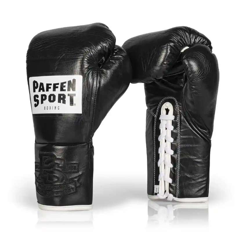 Paffen Sport Boxhandschuhe Pro Classic Fight mit Schnürung, Schwarz