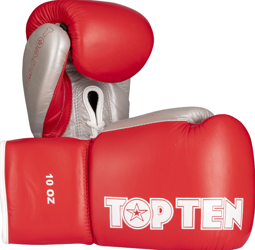 Top Ten Boxhandschuhe Profi mit Schnürung, Rot