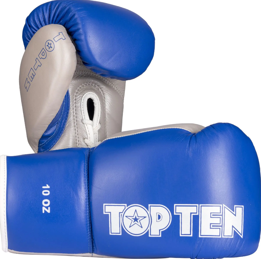 Top Ten Boxhandschuhe Profi mit Schnürung, Blau