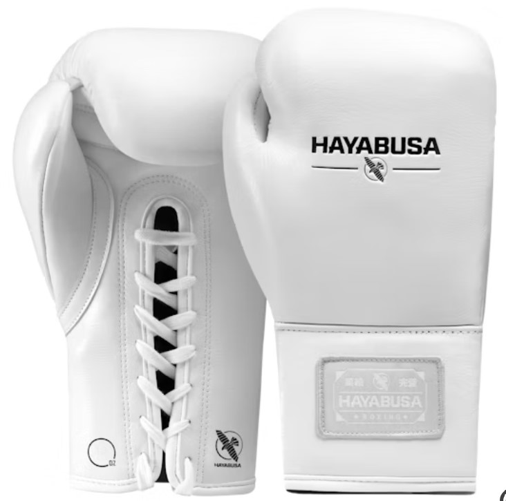 Hayabusa Boxhandschuhe Pro Fight Pferdehaar mit Schnürung, Weiß