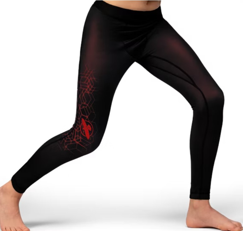 Hayabusa Compression Pants Geo Youth, Schwarz-Rot