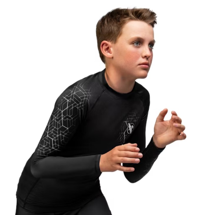 Hayabusa Rash Guard Geo Kids, Black-Grey